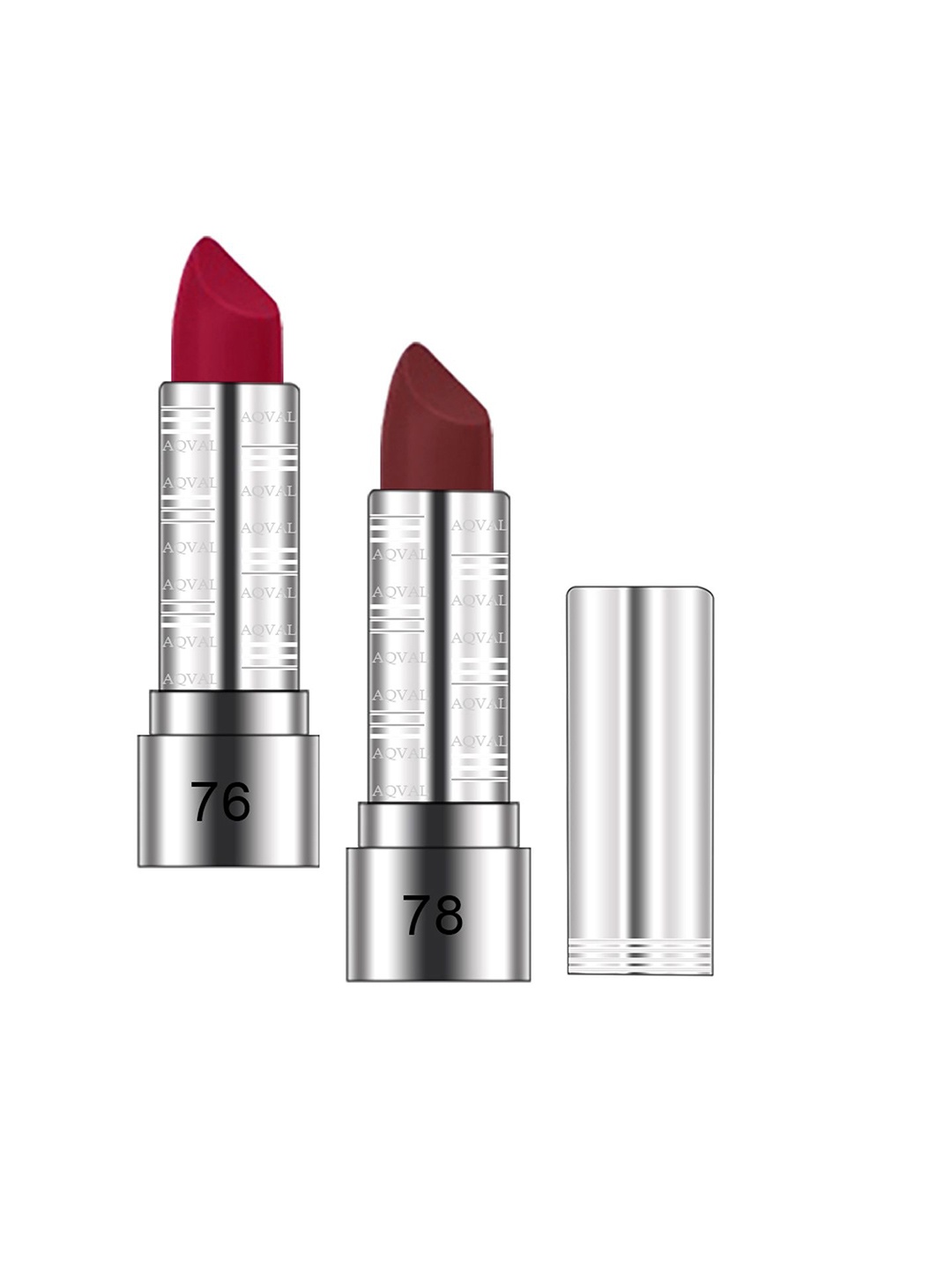 

AQVAL Set Of 2 Long Lasting Bullet Matte Lipstick - 10 g Each - Shades 76 & 78, Red