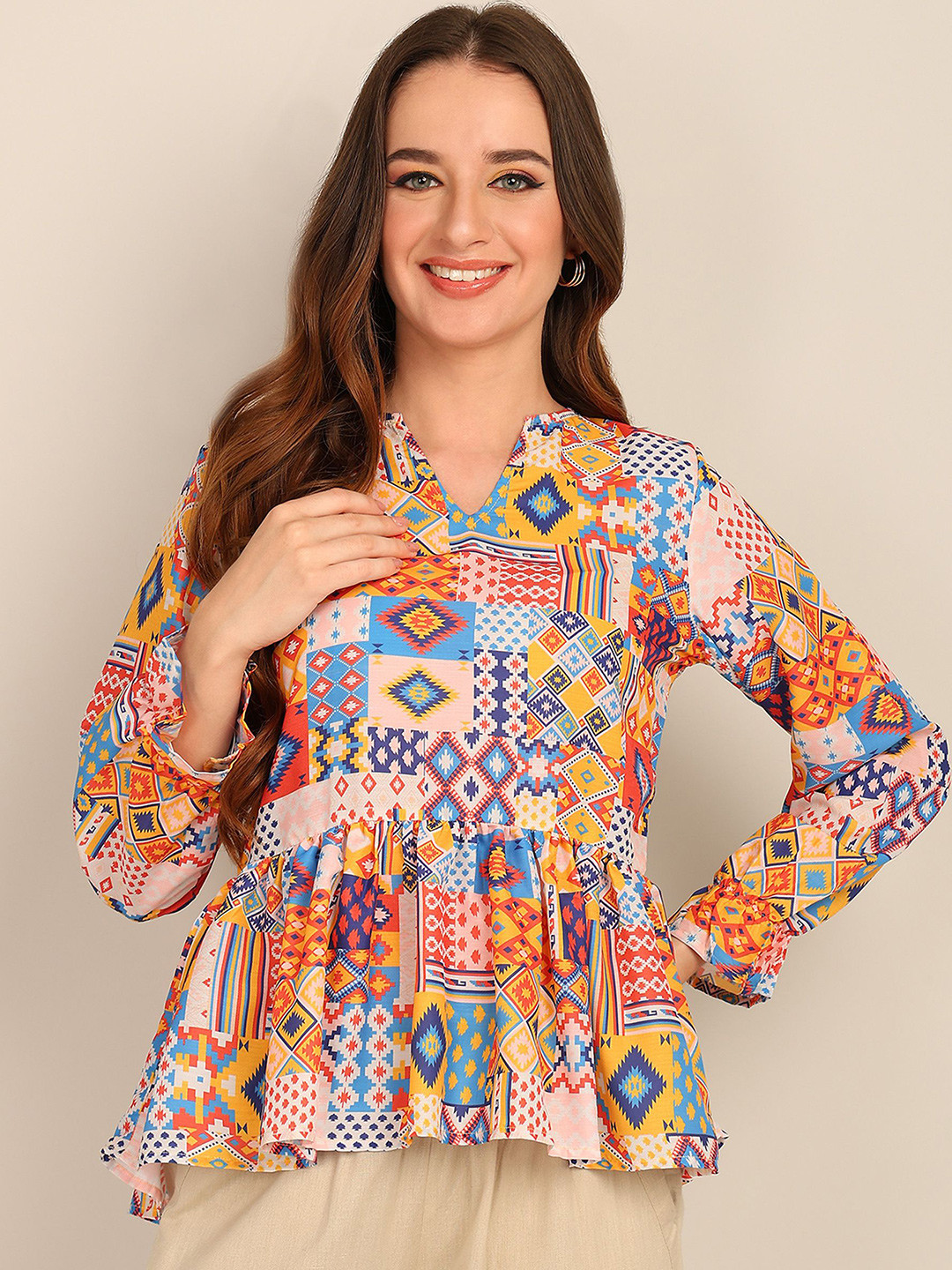 

Murcia Geometric Print Top, Multi
