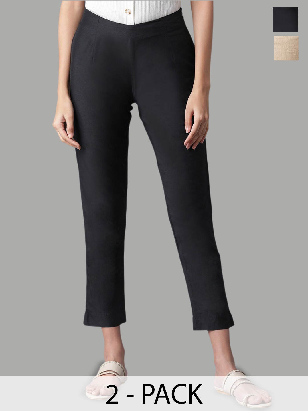 

W Women Slim Fit Trousers, Black