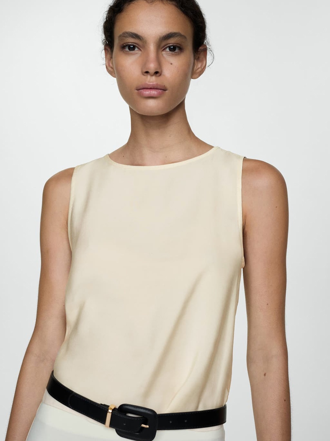 

MANGO Sleeveless Regular Top, Beige