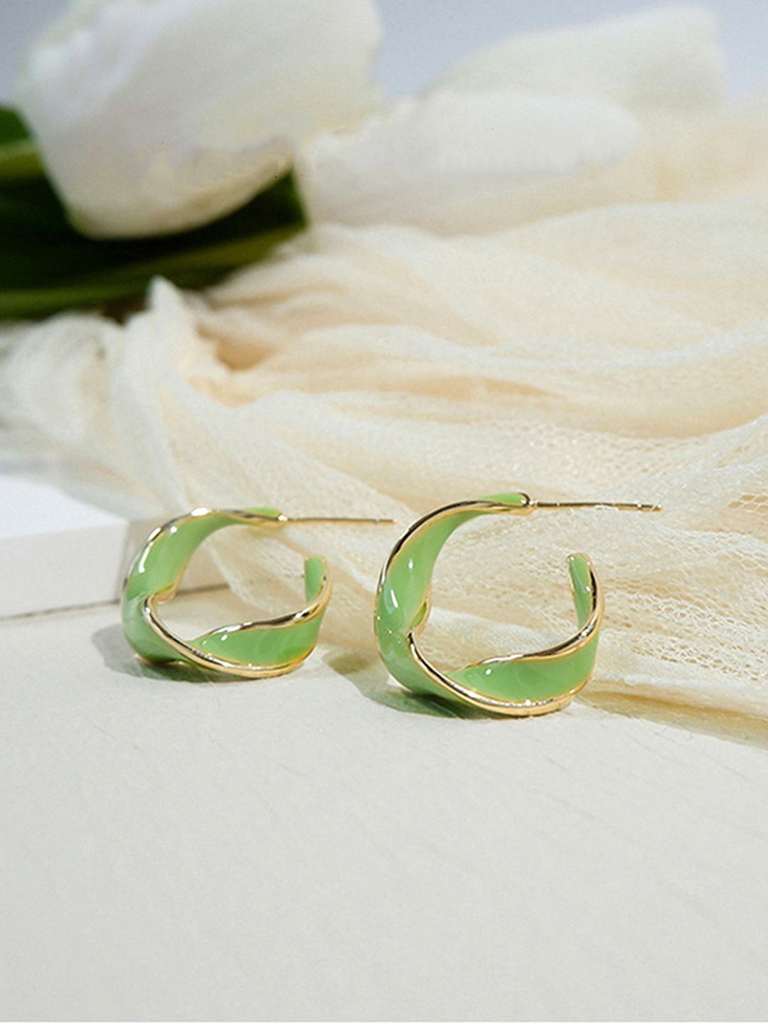 

FIMBUL Rhodium Plated Half Hoop Earrings, Silver