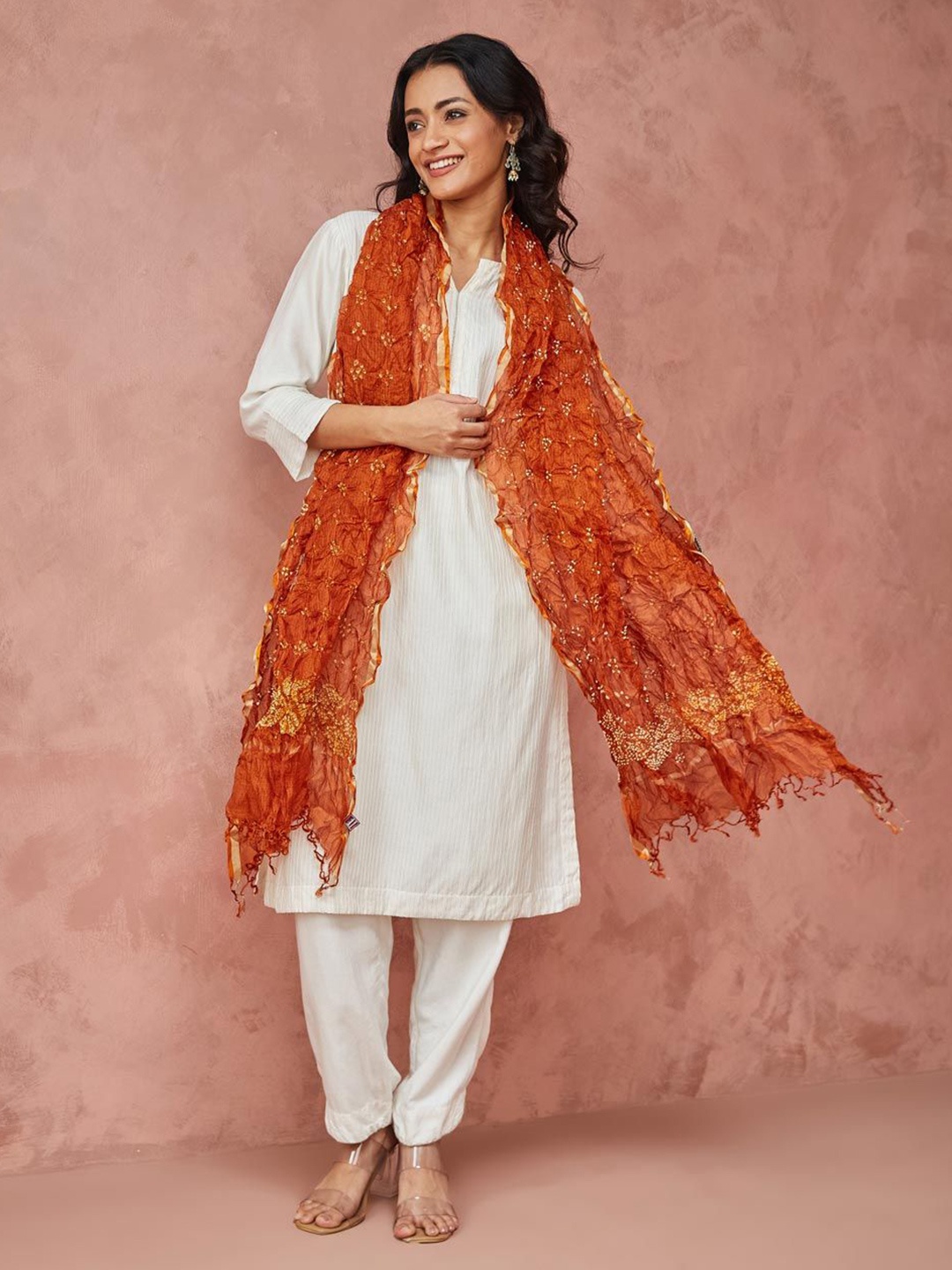 

Fabindia Bandhani Printed Dupatta, Rust