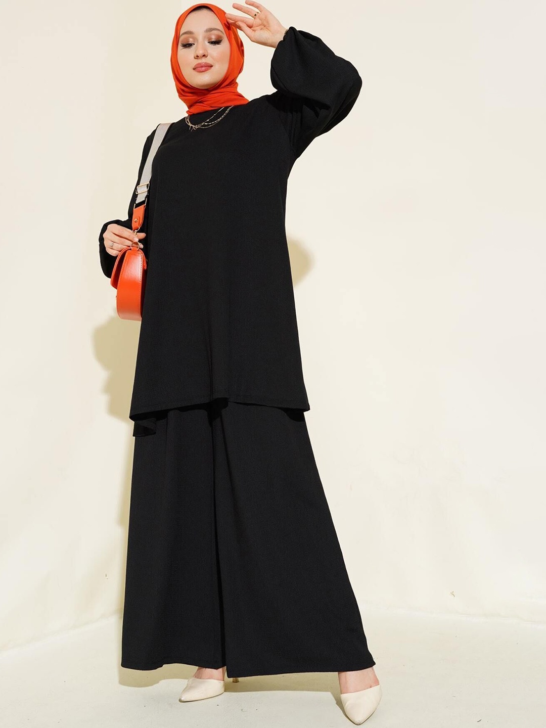 

BIGDART Round Neck Tunic With Palazzo, Black