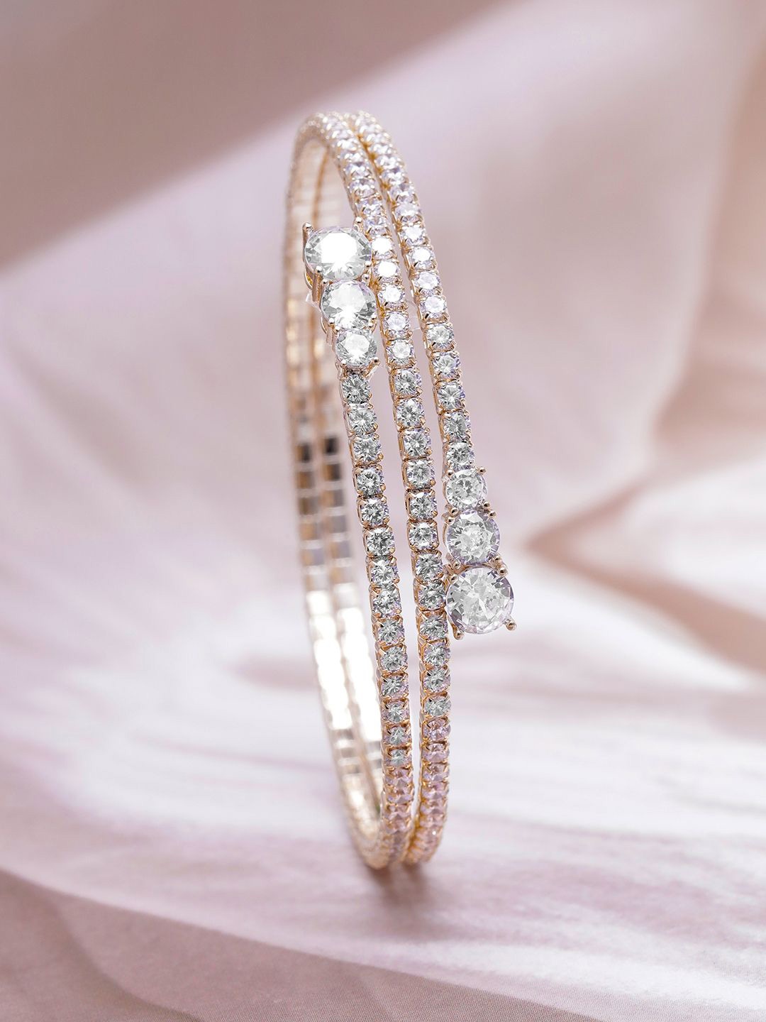 

Rubans Gold-Plated American Diamond Bangle-Style Bracelet