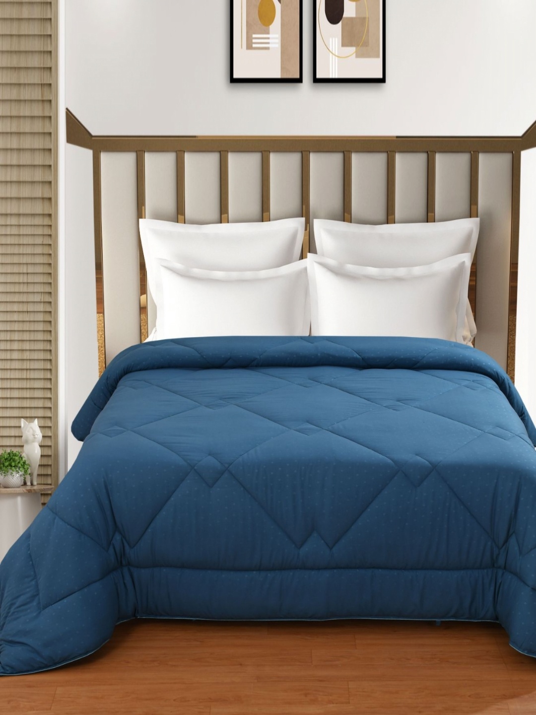 

Florida Symphony Navy Blue Quilted 200 GSM Reversible AC Double Bed Comforter