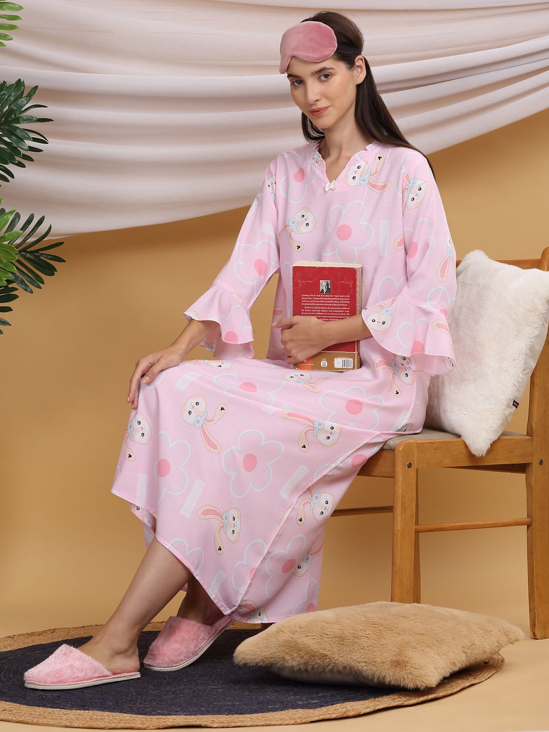 

Sweet Dreams Floral Printed Midi Nightdress, Pink