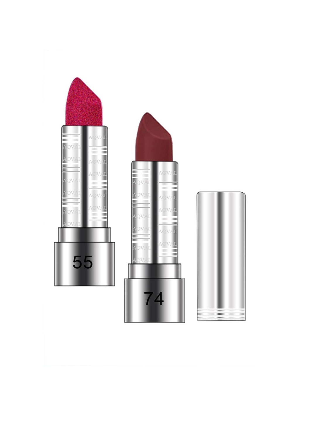 

AQVAL Set Of 2 Long Lasting Bullet Matte Lipstick - 10 g Each - Shades 55 & 74, Red