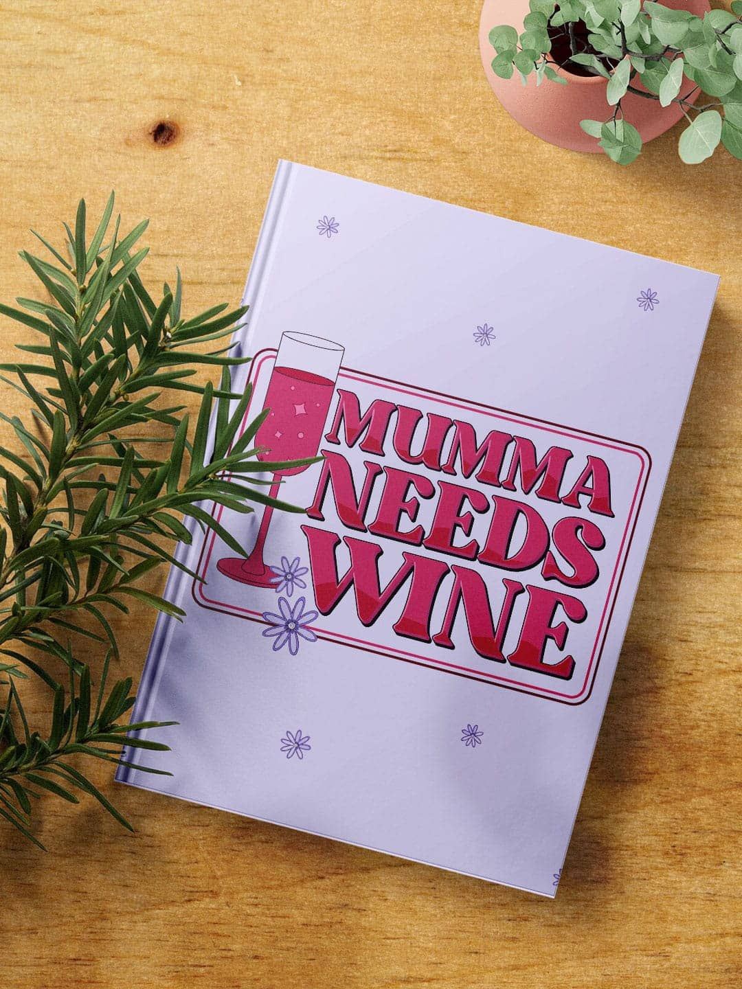 

macmerise Purple& Red Mumma needs Wine Printed A5 Ruled Notebook