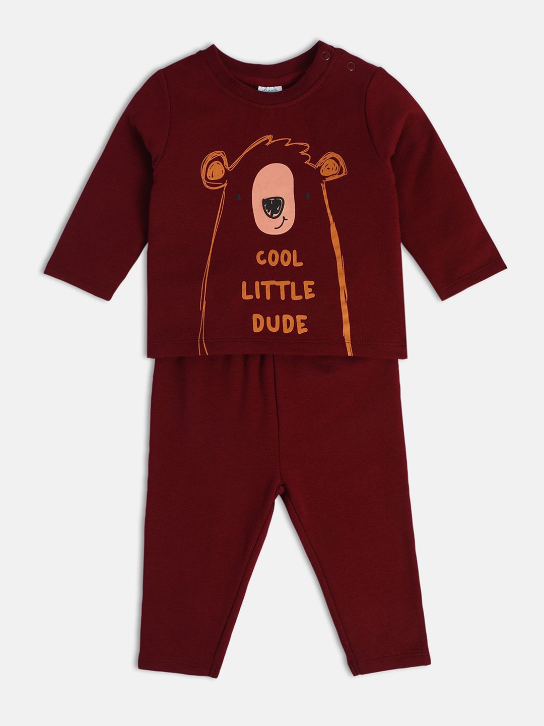 

MINI KLUB Boys Printed T-shirt With Trouser, Maroon