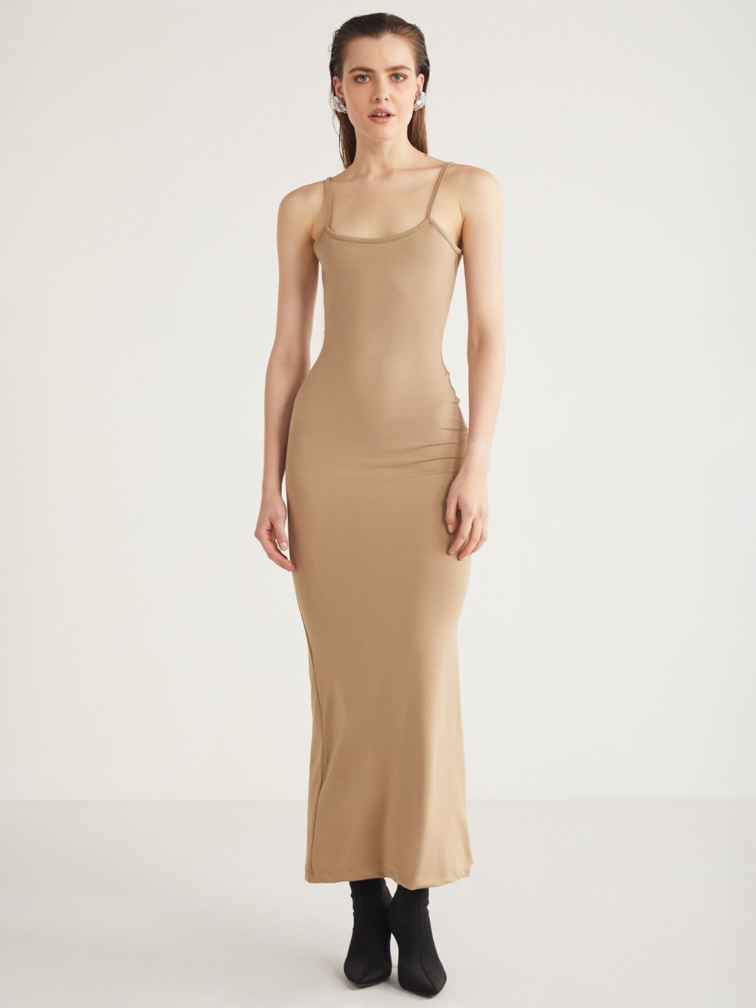 

GRIMELANGE Shoulder Straps Maxi Dress, Nude