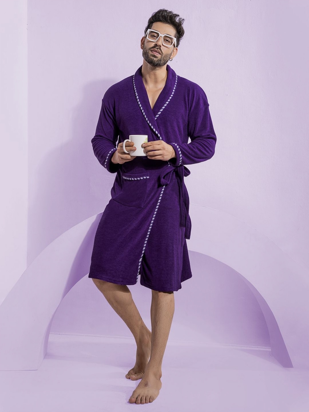 

LacyLook Purple Shawl Collar Bath Robe