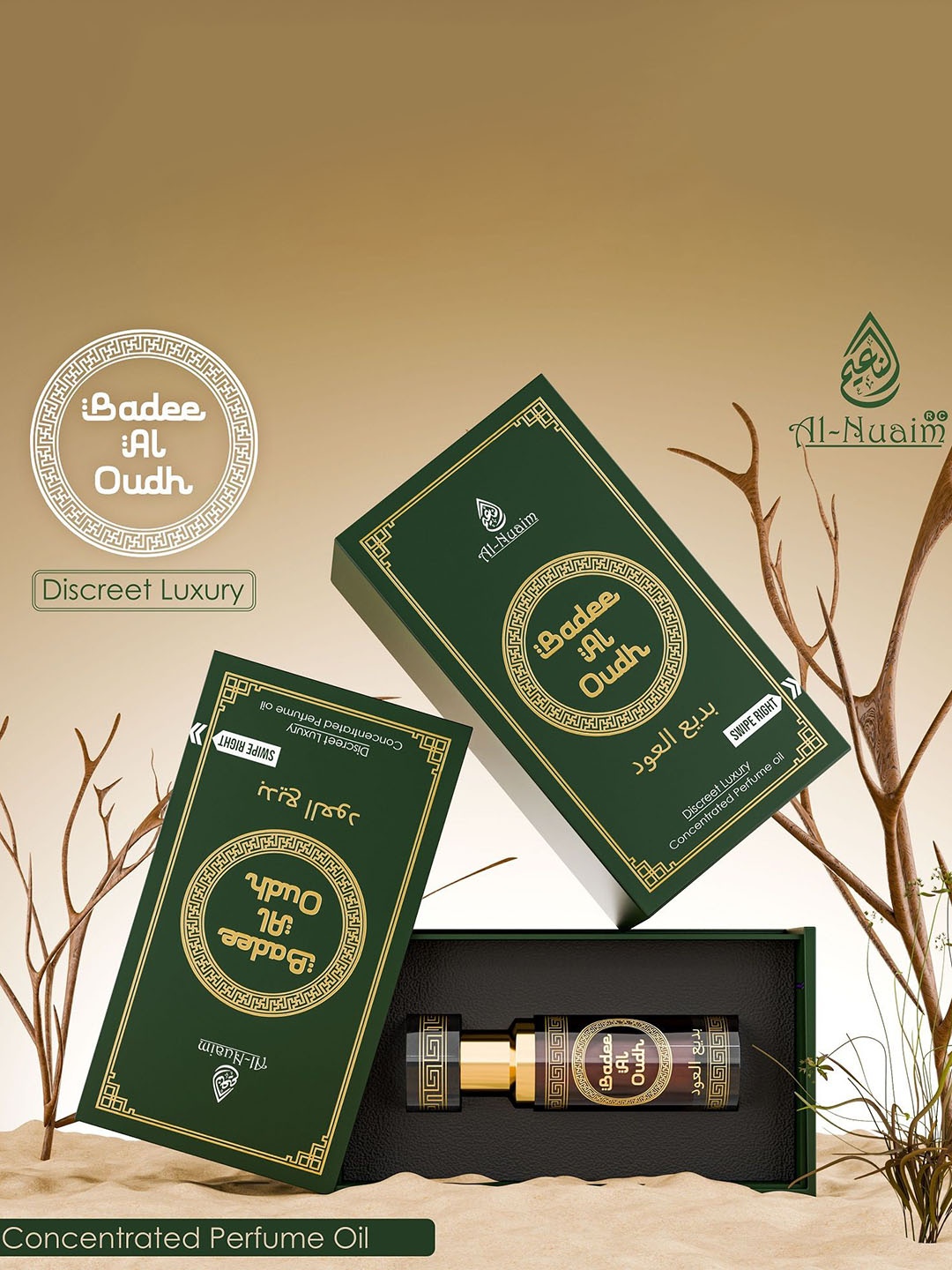 

Al-Nuaim Badee-Al-Oudh Discreet Luxury Attar - 6 ml, Green