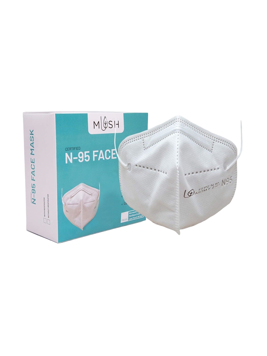 

MUSH Pack Of 10 Reusable 6 Layered N95 Face Masks, White