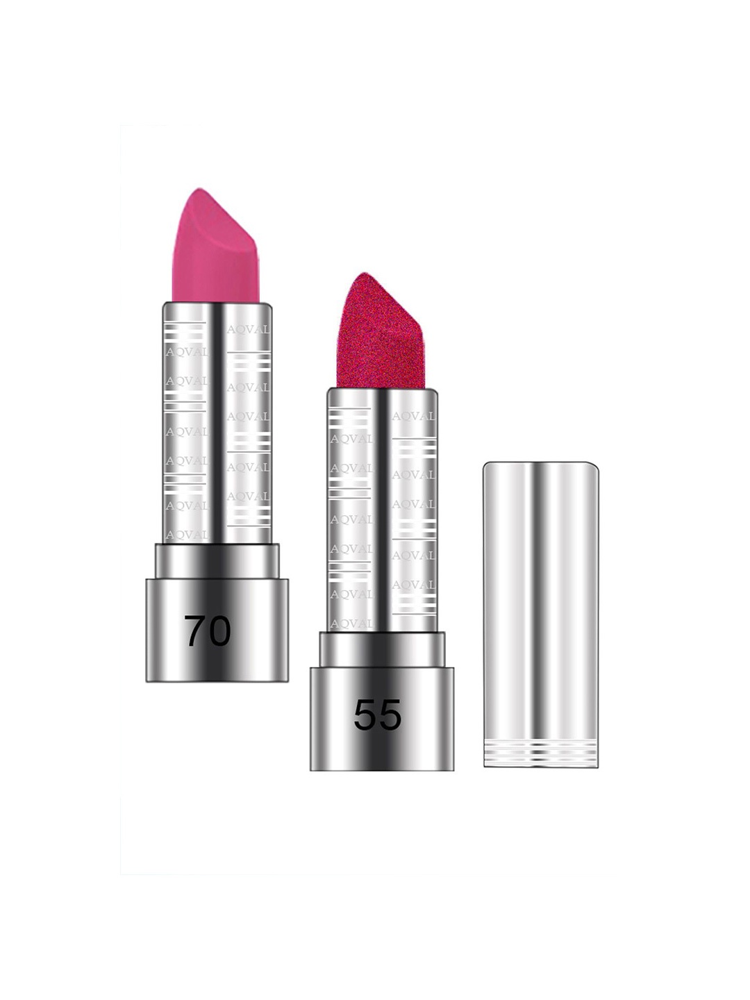 

AQVAL Set Of 2 Long Lasting Bullet Matte Lipstick - 10 g Each - Shades 70 & 55, Pink