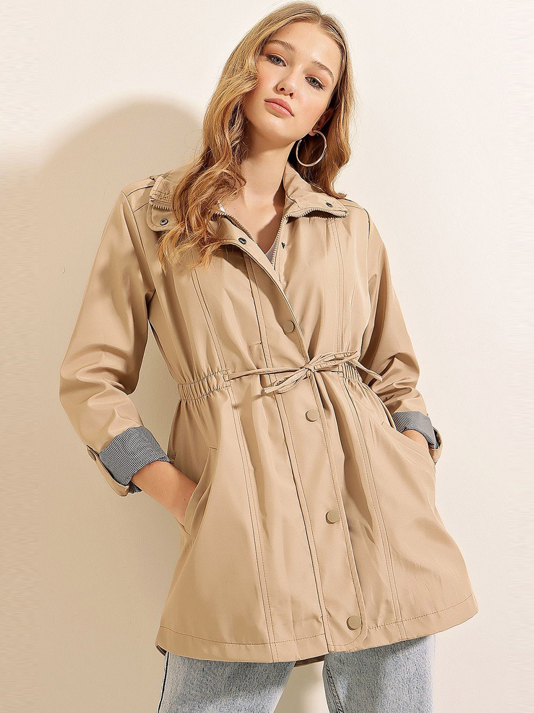 

BIGDART Single-Breasted Overcoat, Beige