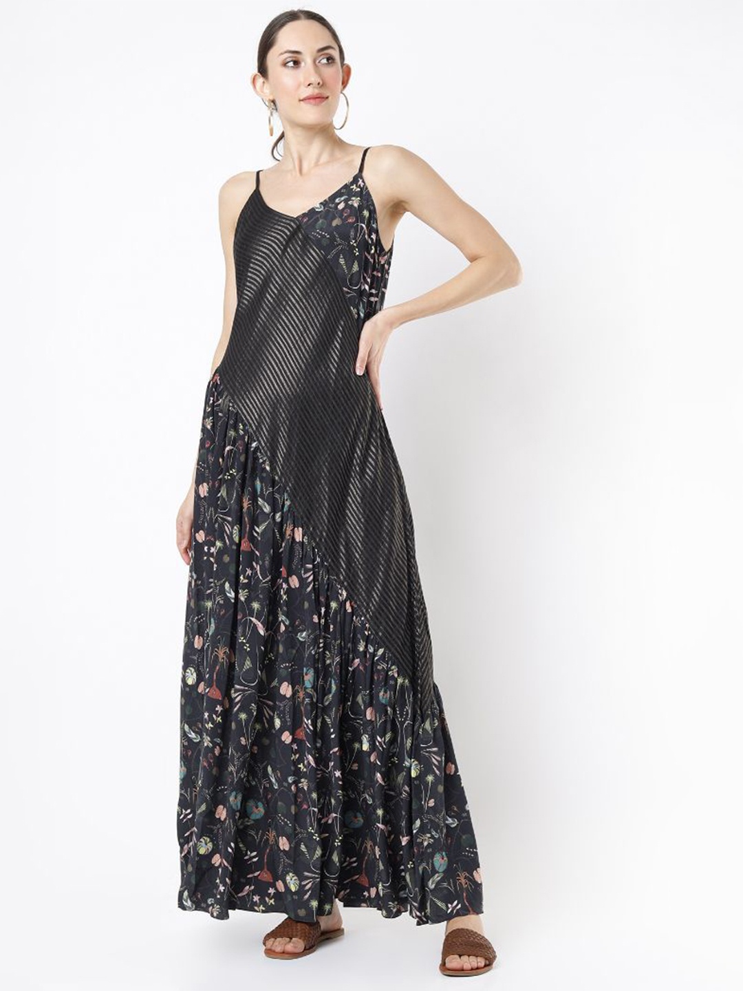 

PS PRET BY PAYAL SINGHAL Floral Printed Sleeveless Maxi Dress, Black