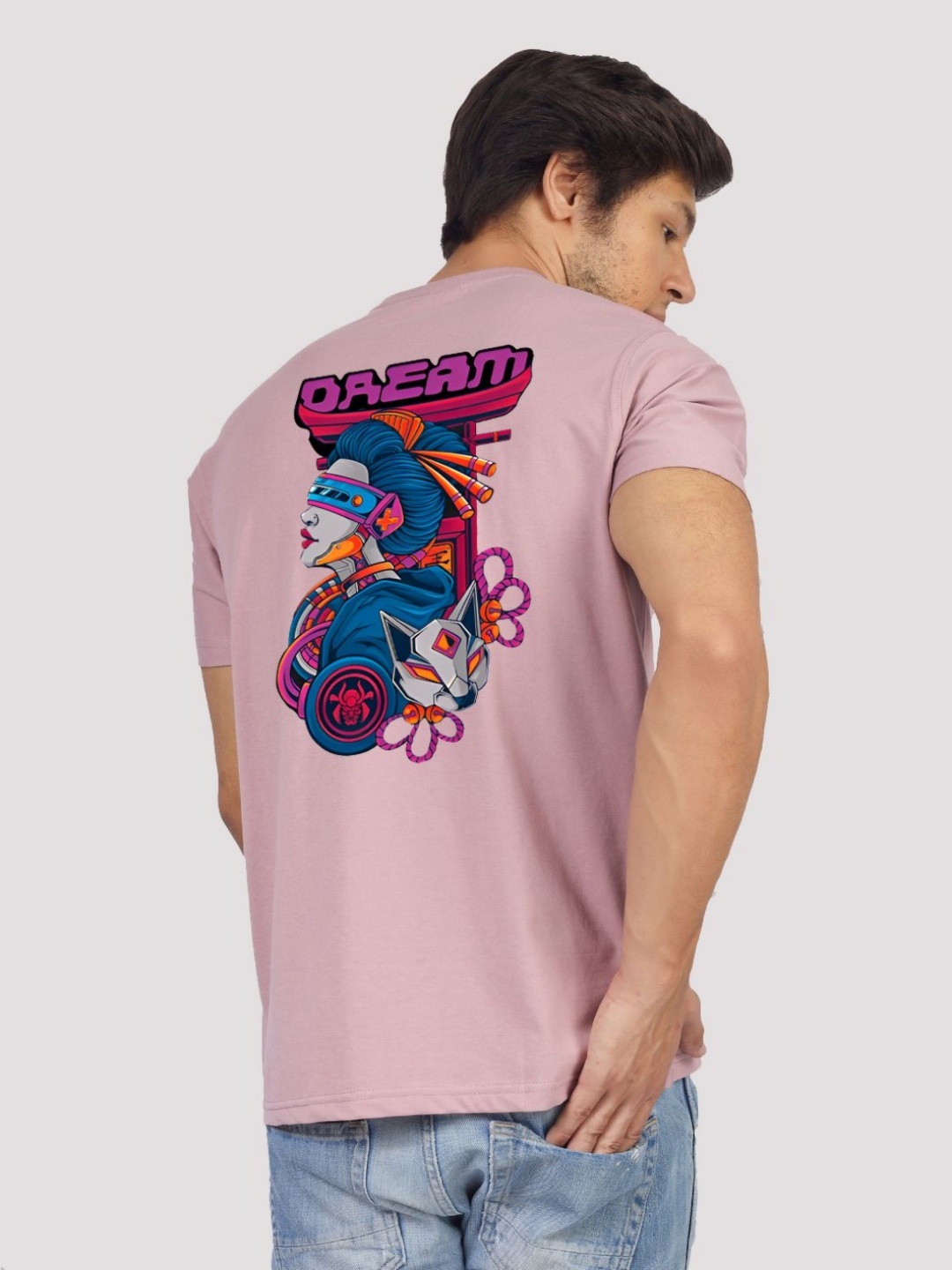 

Greylongg Men Graphic Printed Round Neck Cotton T-Shirt, Purple