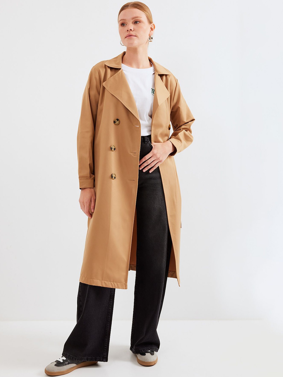 

BIGDART Women Notched Lapel Collar Overcoat, Beige