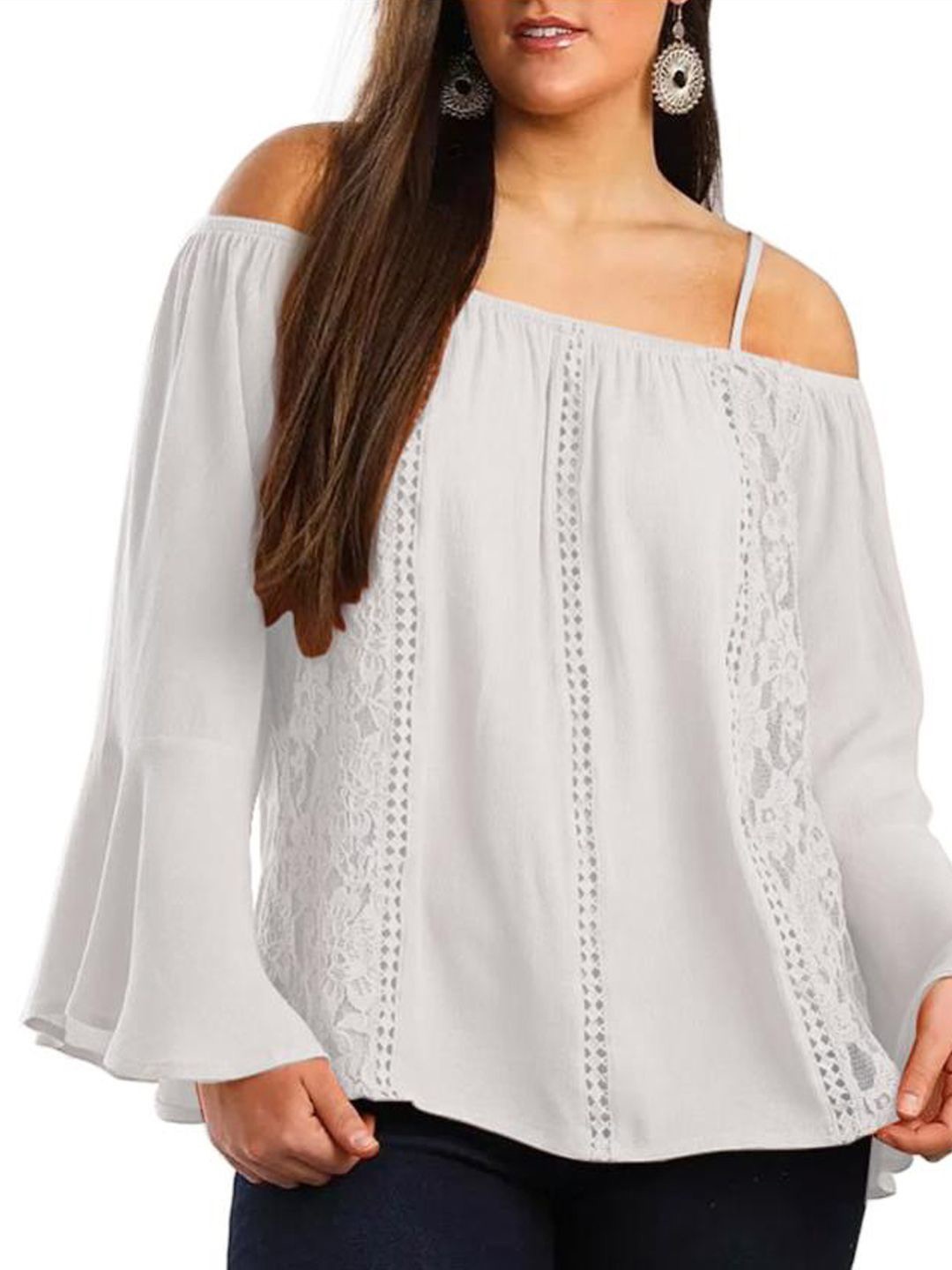 

StyleCast Off-Shoulder Bell Sleeve Georgette Top, White