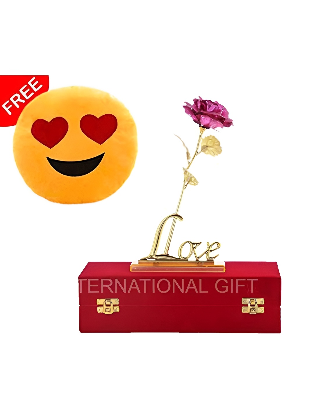 

INTERNATIONAL GIFT Pink & Gold Toned Artificial Rose Gift Set