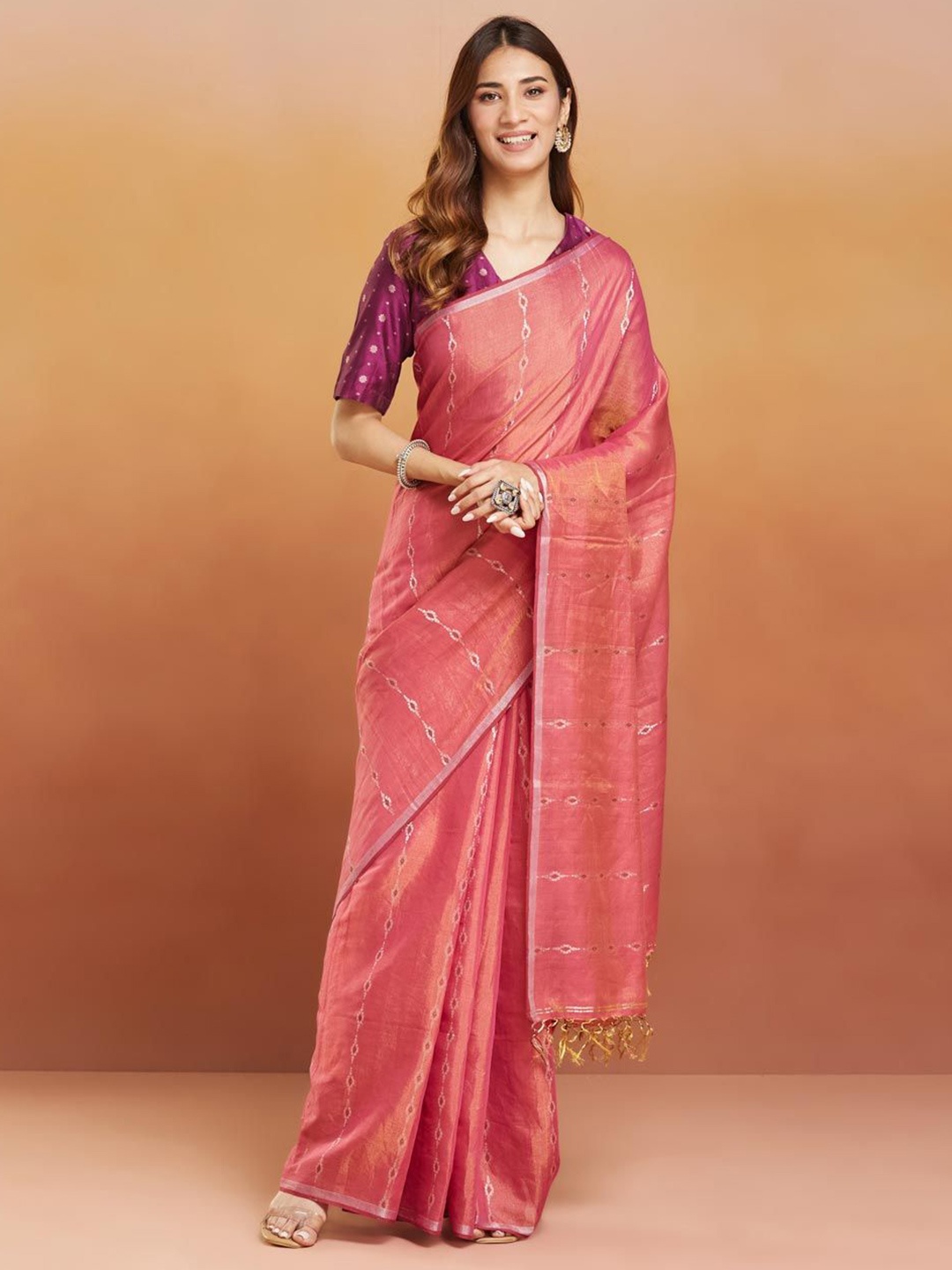 

Fabindia Zari Saree, Pink