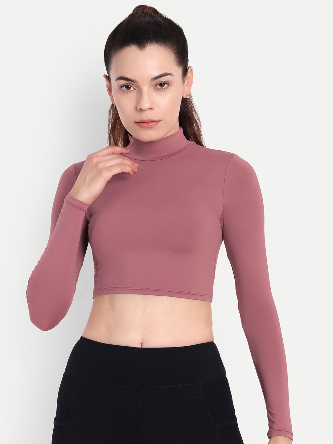 

So What High Neck Crop Top With Tights, Pink