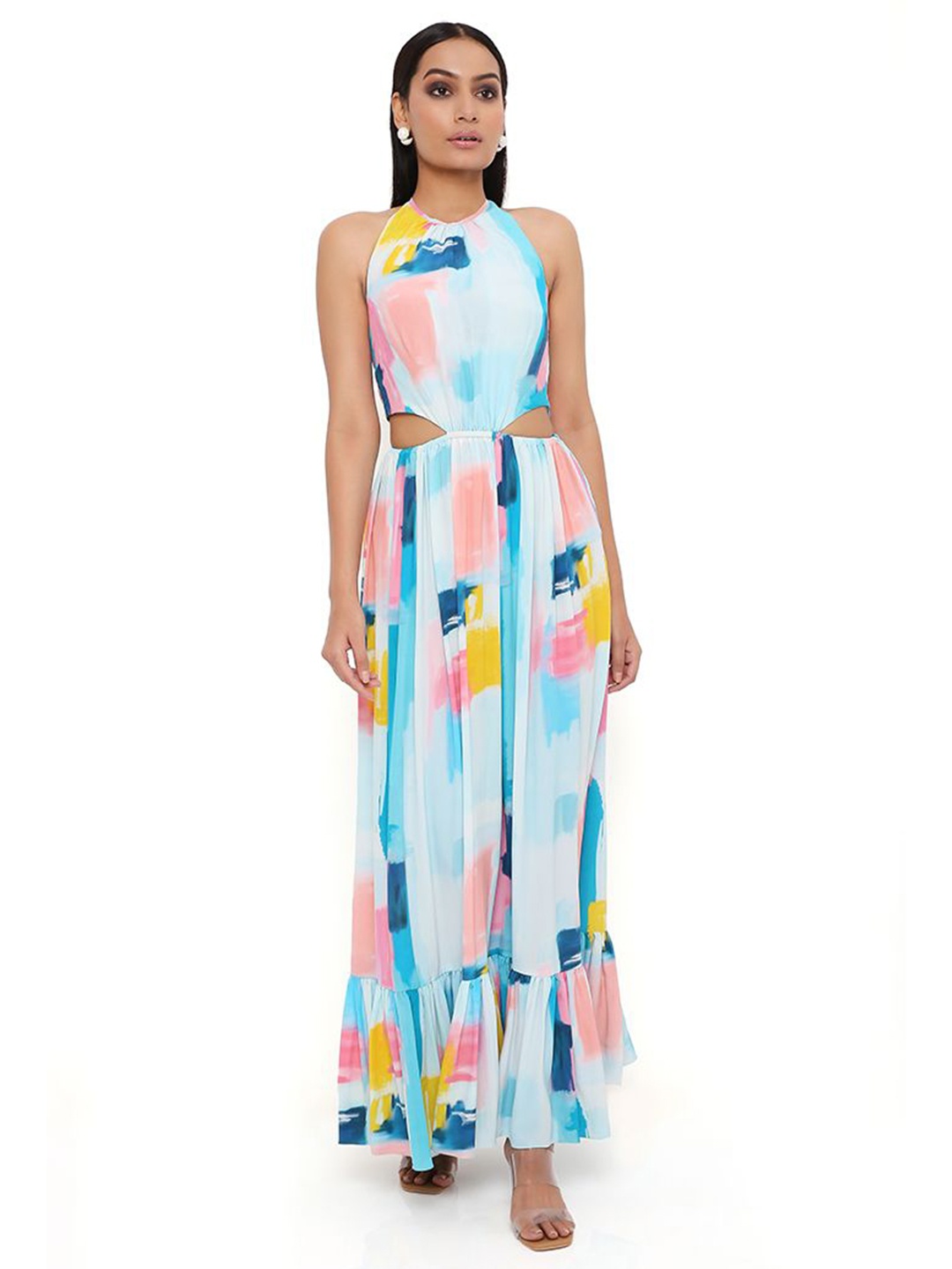 

PS PRET BY PAYAL SINGHAL Women Abstract Printed Maxi Dress, Blue