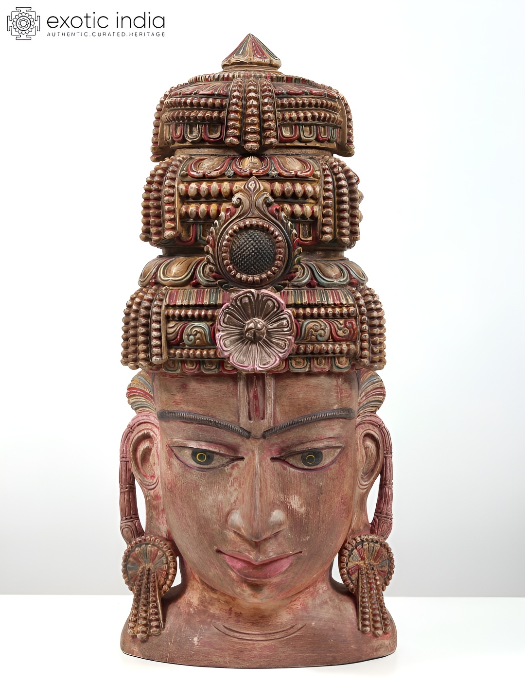 

Exotic India Pink Large Lord Vishnu Head Religious Idol Showpiece