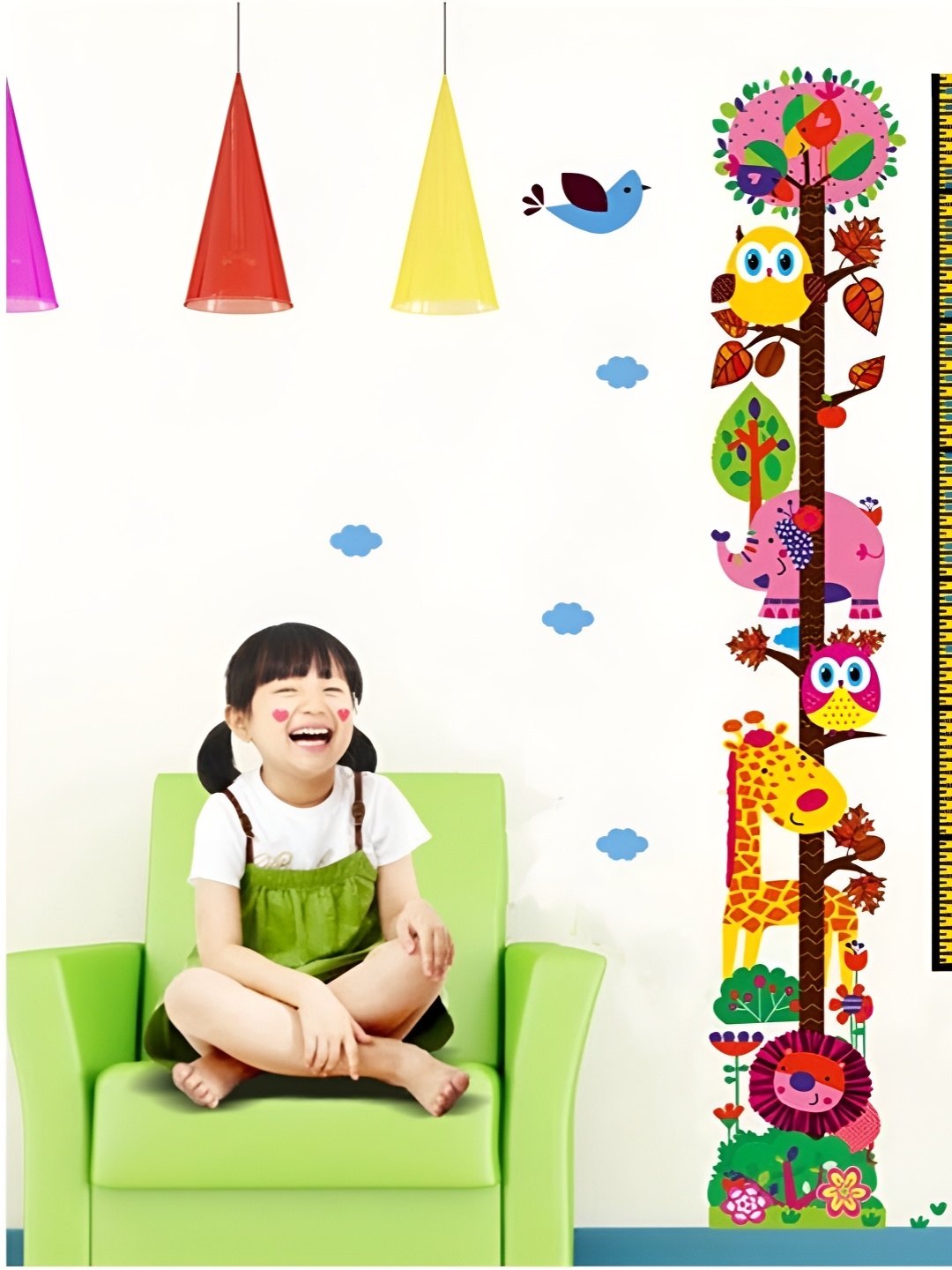 

Jaamso Royals Brown & Yellow Jungle Safari Cartoon Printed Self Adhesive Wall Sticker