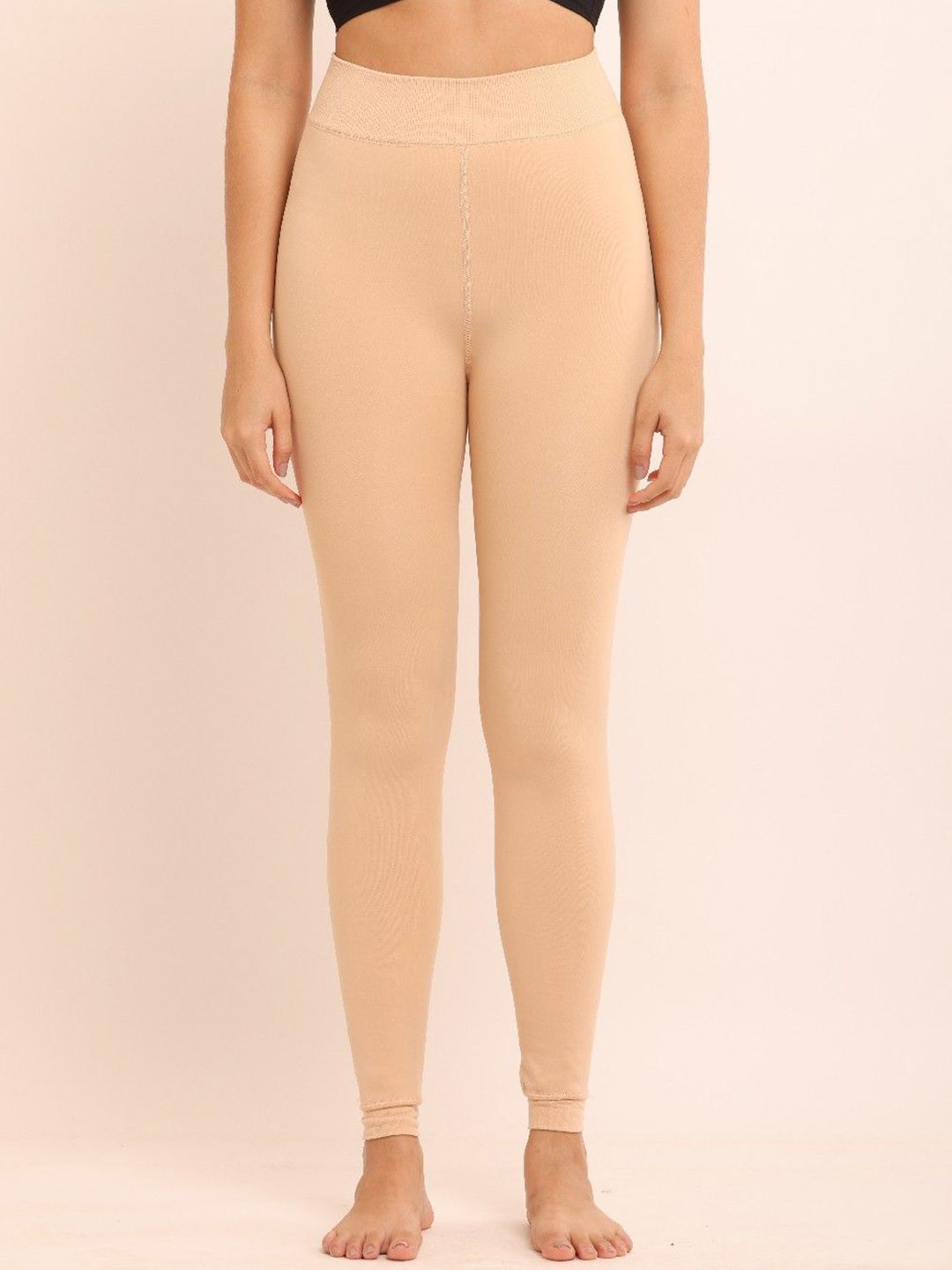

Poftik Skinny Fit Fleece Stockings, Beige
