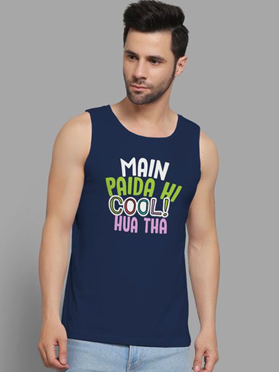 

DAB SHARK Printed Innerwear Vests, Navy blue