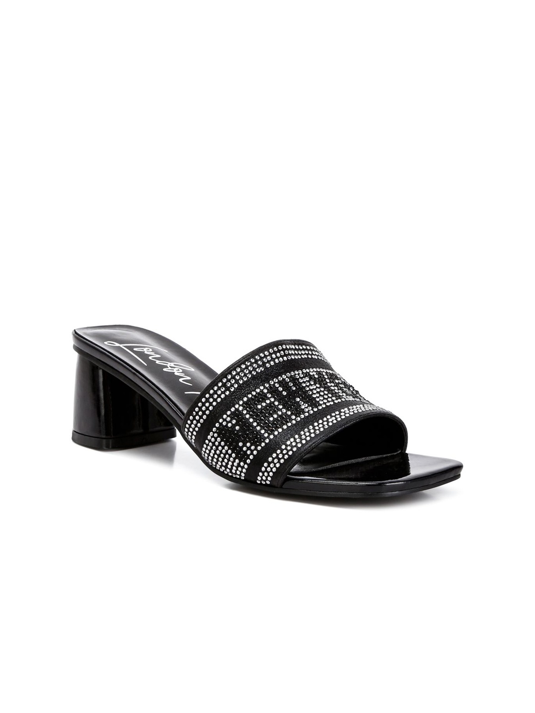 

London Rag Women Embellished Block Heels Sandals, Black
