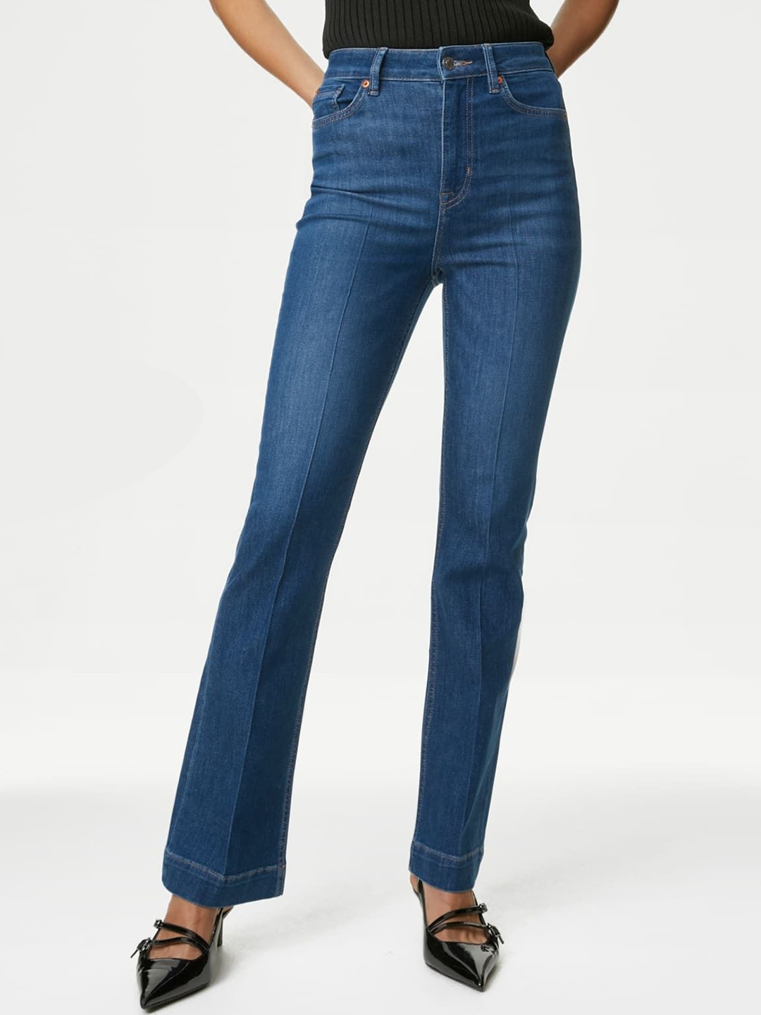 

Marks & Spencer Women Bootcut High-Rise Jeans, Blue