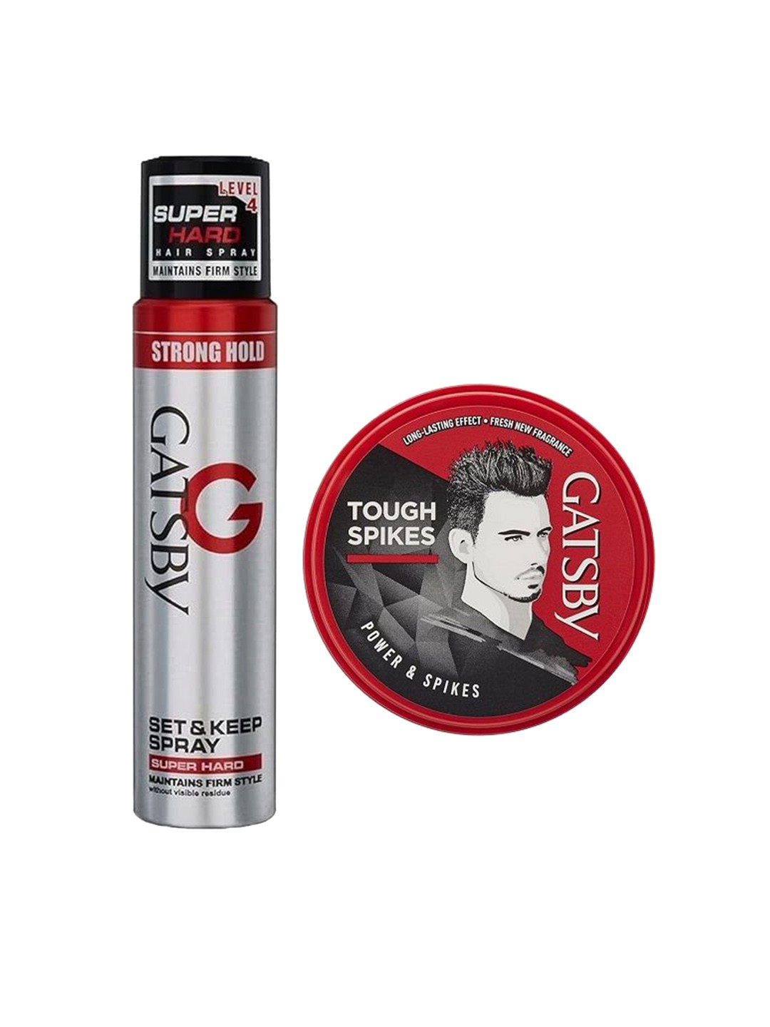 

Gatsby Set Of 2 Super Hard Hair Spray 250 gm & Tough Spikes Wax - 75gm, Black
