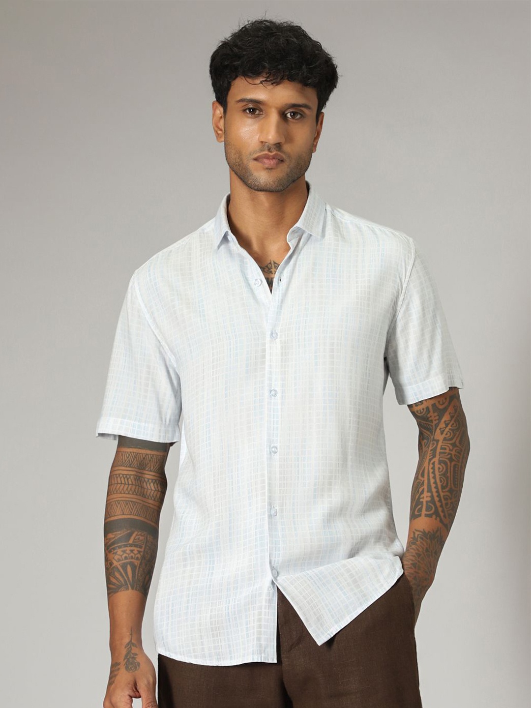 

Banana Club Men Classic Opaque Striped Casual Shirt, Blue