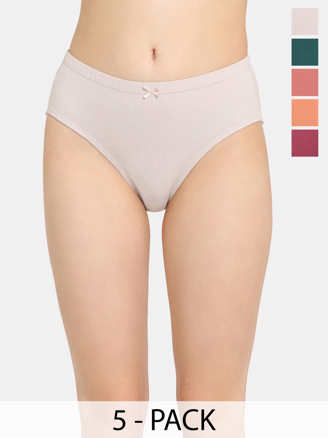 

Rosaline by Zivame Pack Of 5 Women Solid Hipster Briefs, Green