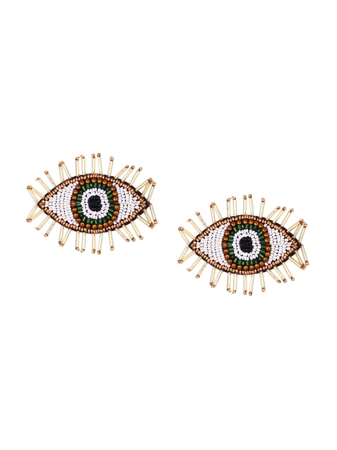 

VIVAZS Contemporary Beaded Evil Eye Drop Earrings, Cream