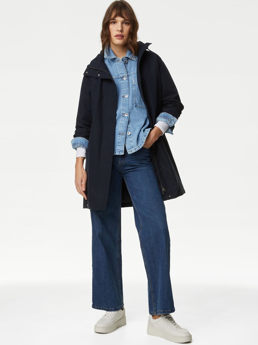 

Marks & Spencer Women Spread Collar Solid Cotton Relaxed Fit Casual Shirt, Blue
