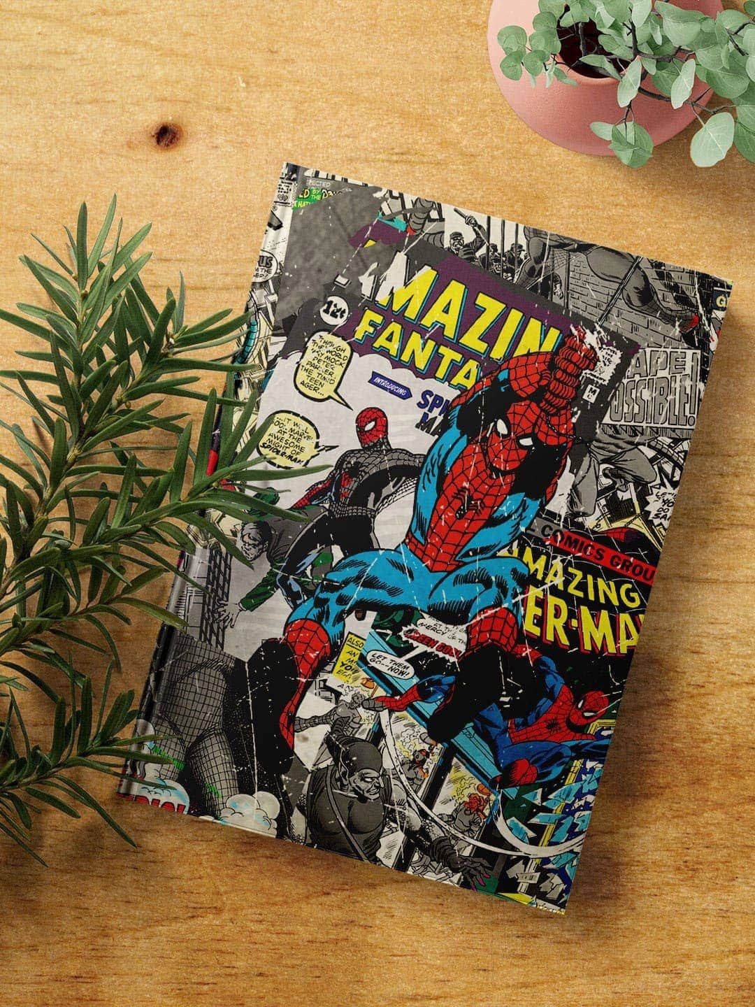 

macmerise Comic Spidey Printed Hard Cover A5 Ruled Notebook, Grey