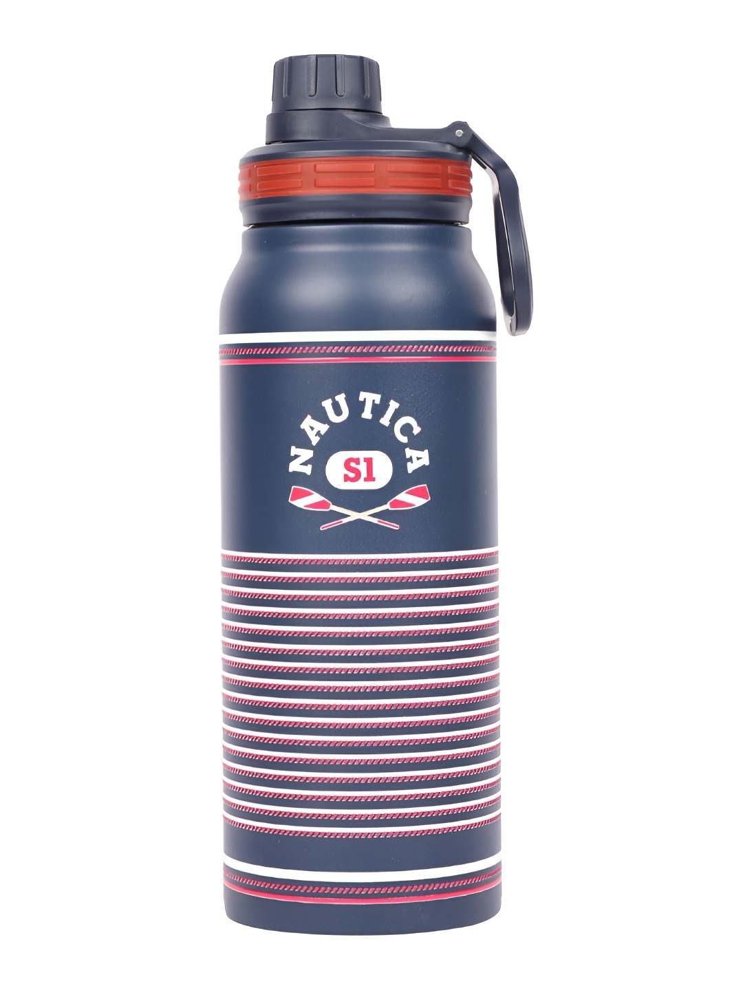 

Nautica Navy Blue Striped Stainless Steel Smart Vacuum Sipper Water Bottle 750 ml