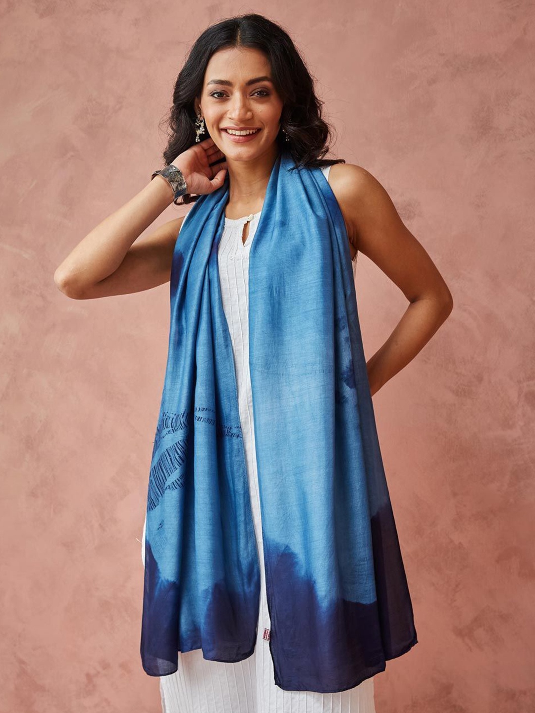 

Fabindia Women Dyed Navy Blue Stole