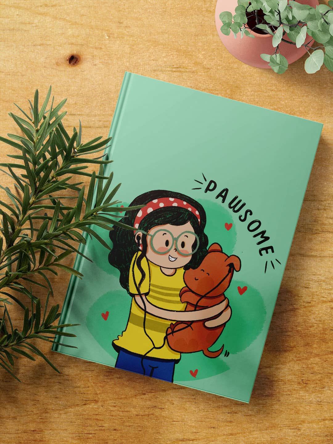 

macmerise Green & Yellow Pawsome Printed A5 Ruled Notebook