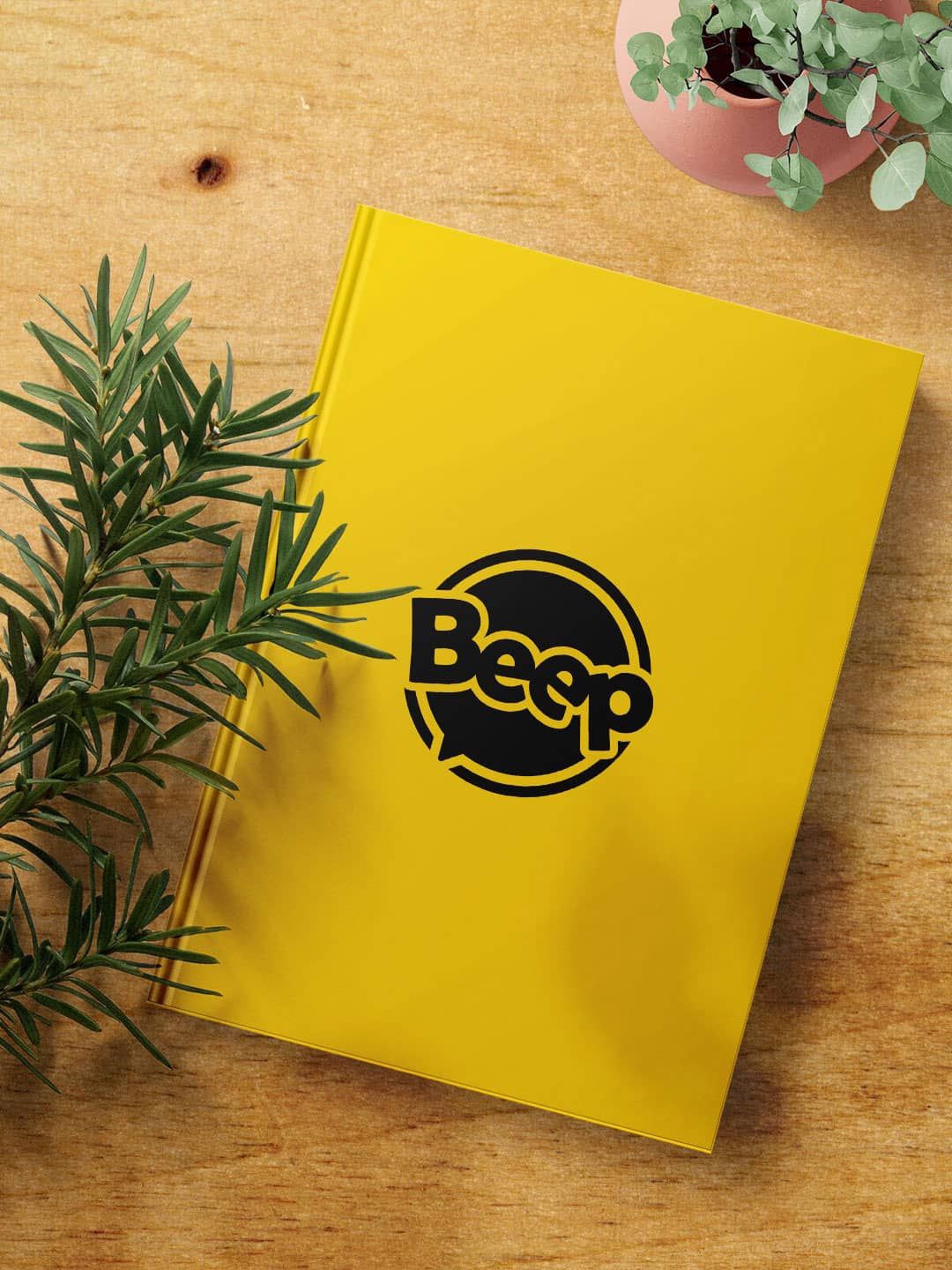 

macmerise Beep Printed A5 Ruled Hard Cover Notebook, Yellow