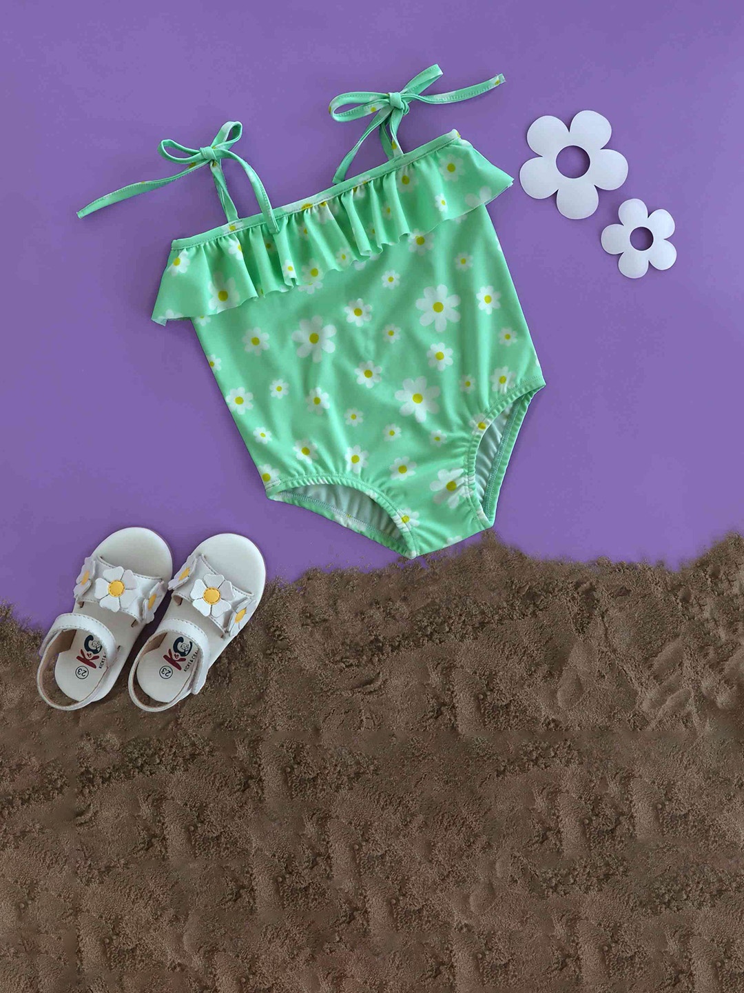 

KICKS & CRAWL Girls Printed Sleeveless Bodysuit, Sea green