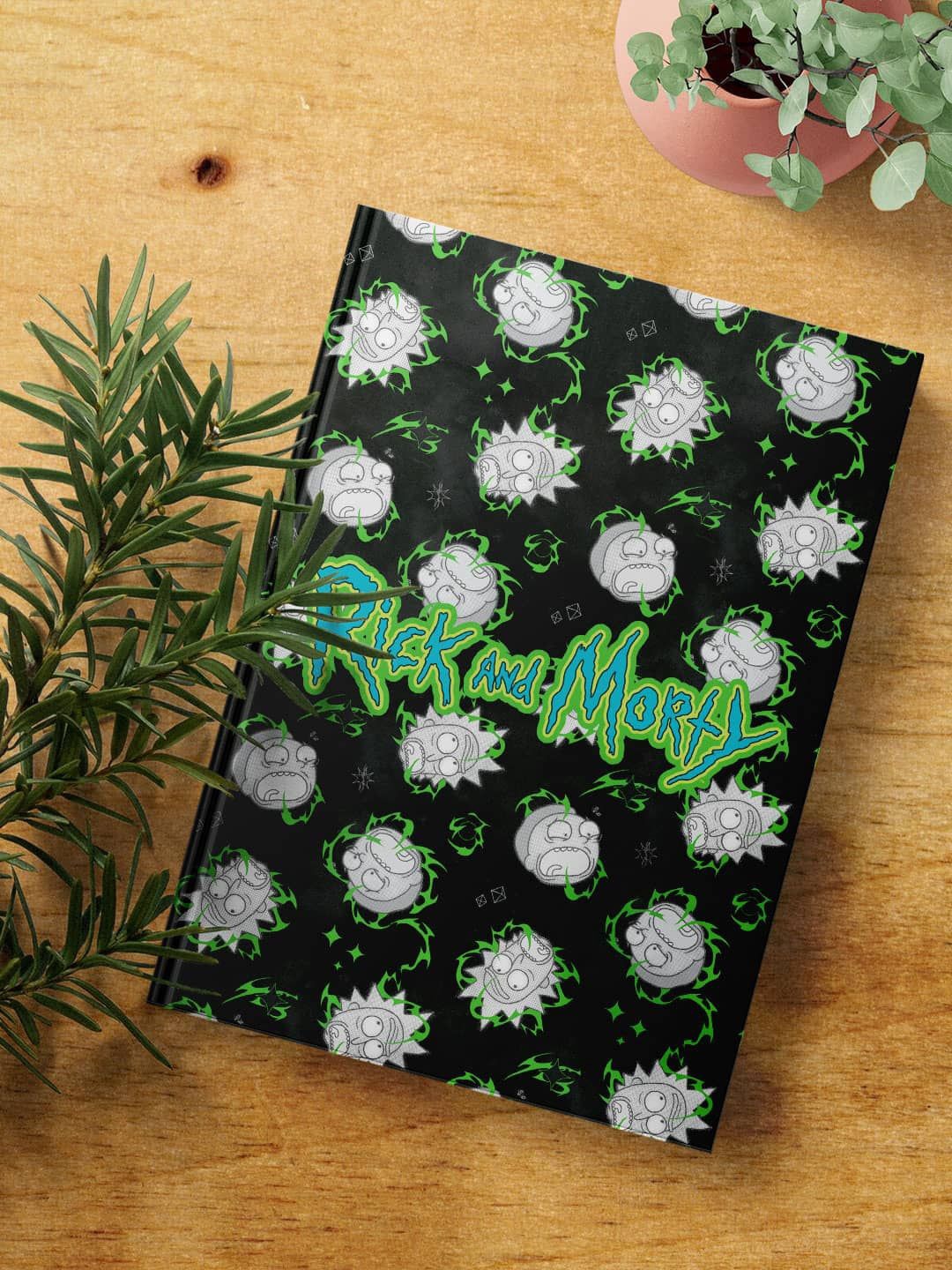 

macmerise Rick and Morty Pattern Printed Hard Cover A5 Ruled Notebook, Black