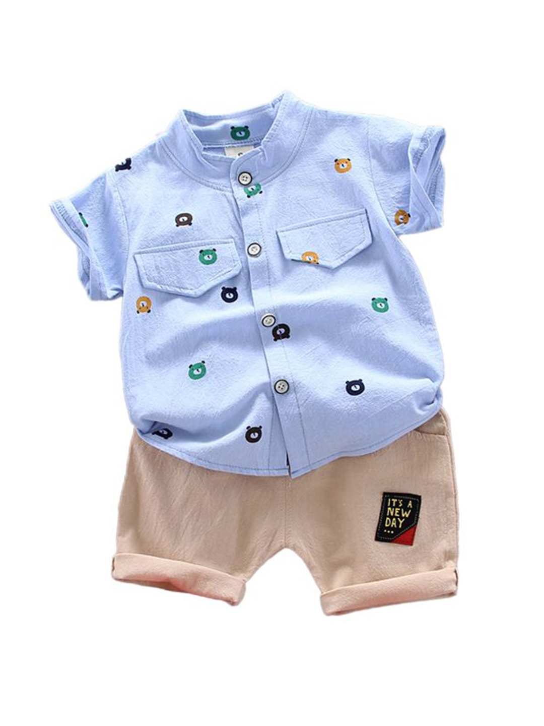 

StyleCast x Revolte Boys Printed Pure Cotton Shirt With Shorts, Blue