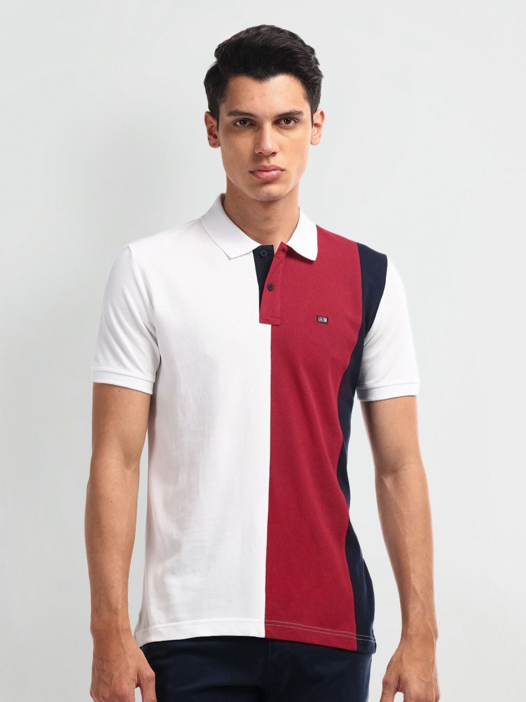 

Arrow Sport Men Colourblocked Polo Collar Cotton T-Shirt, White