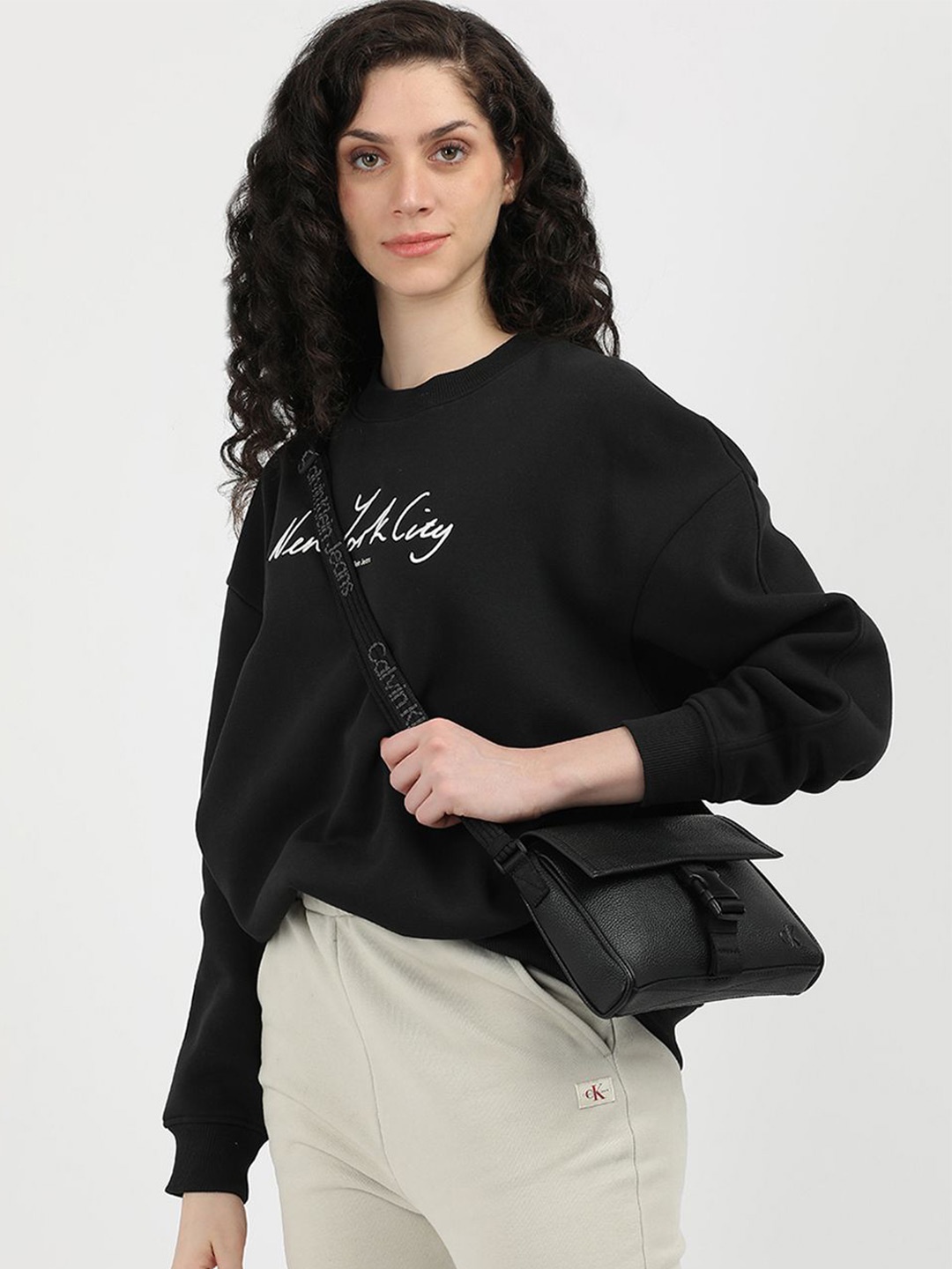 

Calvin Klein Jeans Women Typography Printed Round Neck Sweatshirt, Black