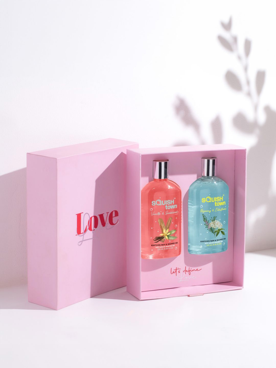 

Squish town Set Of 2 Love Aromatherapy Soothing Bath & Shower Gel Gift Set - 250ml Each, Coral