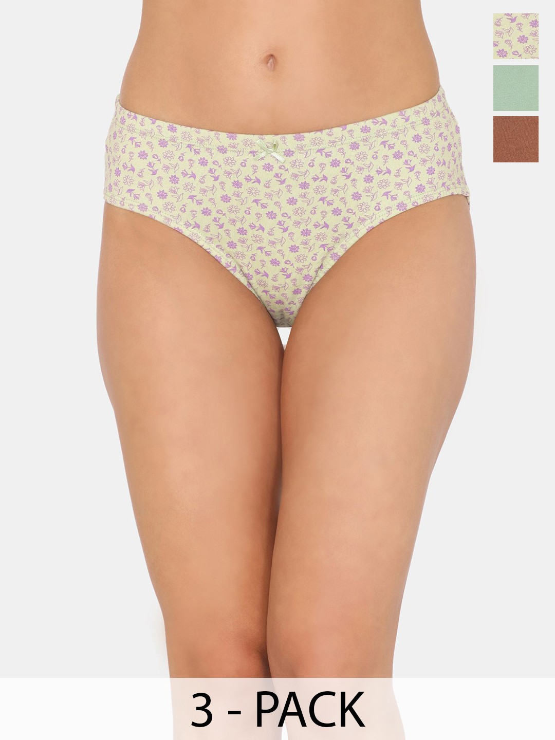 

Rosaline by Zivame Pack Of 3 Women Solid Hipster Briefs, Assorted